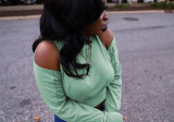 Casual Single Cold Shoulder Sweatshirt Tops