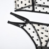 Polka Dot Peek-a-Boo Lingerie Set with Steel Ring and Back Cutout