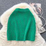 Solid Color High Waist Knitted A-line Skirt