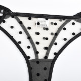 Polka Dot Peek-a-Boo Lingerie Set with Steel Ring and Back Cutout