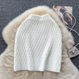 Solid Color High Waist Knitted A-line Skirt