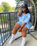Casual Printed Tie-dye Women's Short Two-piece Set