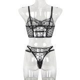 Polka Dot Peek-a-Boo Lingerie Set with Steel Ring and Back Cutout