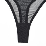 Seductive and Comfortable Sheer Mesh Bones Bodysuit Lingerie Set by Woudeyou