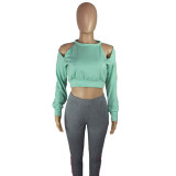 Casual Single Cold Shoulder Sweatshirt Tops