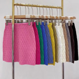Solid Color High Waist Knitted A-line Skirt