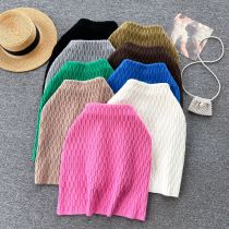 Solid Color High Waist Knitted A-line Skirt