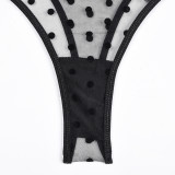 Polka Dot Peek-a-Boo Lingerie Set with Steel Ring and Back Cutout