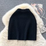 Solid Color High Waist Knitted A-line Skirt