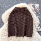 Solid Color High Waist Knitted A-line Skirt