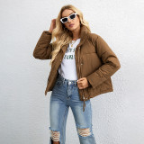 Stand Collar Zipper Pocket Thickened Warm Cotton Jacket