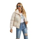 Stand Collar Zipper Pocket Thickened Warm Cotton Jacket