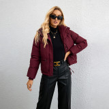 Stand Collar Zipper Pocket Thickened Warm Cotton Jacket