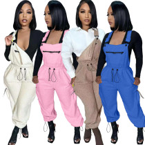 Loose Fashion Sleeveless Drawstring Jumpsuit Overalls