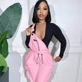 Loose Fashion Sleeveless Drawstring Jumpsuit Overalls