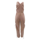 Loose Fashion Sleeveless Drawstring Jumpsuit Overalls