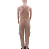 Loose Fashion Sleeveless Drawstring Jumpsuit Overalls