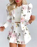 Long Sleeve Business Suits Double Breasted Two Piece Outfit Women Buttons Solid Color Work With Pockets Blazer And Skirt Set