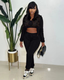 Solid Color Sweatshirt Hooded Sport Casual Three Piece Pants Set