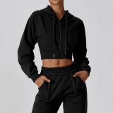 Womens Yoga Outfit Hooded Tops+Trousers Long Sleeve Jackets Long Pant Excerise Sport Gym Running Trainer Casual Elastic Sportwear Hoodies