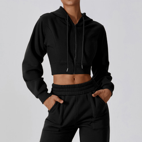 Womens Yoga Outfit Hooded Tops+Trousers Long Sleeve Jackets Long Pant Excerise Sport Gym Running Trainer Casual Elastic Sportwear Hoodies