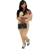 Solid Color Sweatshirt Hooded Sport Casual Three Piece Pants Set