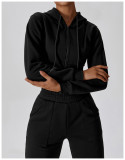 Womens Yoga Outfit Hooded Tops+Trousers Long Sleeve Jackets Long Pant Excerise Sport Gym Running Trainer Casual Elastic Sportwear Hoodies