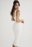 Summer Midi Mesh Dress Bodycon One Shoulder Eveining Night Party Dress