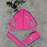 Autumn/winter High Collar Zipper Printed Sweatshirts Sportswear Two Pieces