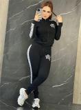 Autumn/winter High Collar Zipper Printed Sweatshirts Sportswear Two Pieces