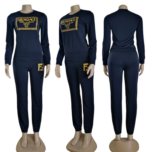 Autumn/winter Hot Stamping Long Sleeves and Pants Set
