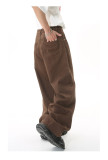 Simple Design and Mid High Waist Loose-fitting Straight Jeans