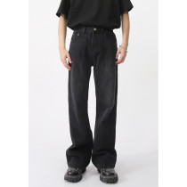 Mid-rise Elastic Waistline Casual Denim Pants