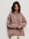 Solid Color Oversized Fleece Pullover Round Neck Sweatshirts