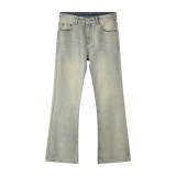 Distressed Flared Straight-Leg Trousers for Men