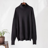 Loose-fitting Classic Solid Color Turtleneck Sweater for Women