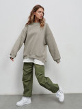 Solid Color Oversized Fleece Pullover Round Neck Sweatshirts