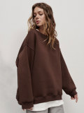 Solid Color Oversized Fleece Pullover Round Neck Sweatshirts