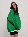 Solid Color Oversized Fleece Pullover Round Neck Sweatshirts