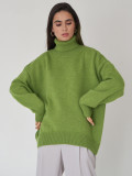 Loose-fitting Classic Solid Color Turtleneck Sweater for Women