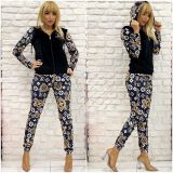 Casual Drawstring Hooded Zipper Jacket Two Piece Set