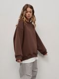 Solid Color Oversized Fleece Pullover Round Neck Sweatshirts