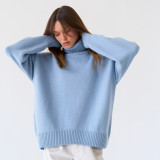 Loose-fitting Classic Solid Color Turtleneck Sweater for Women