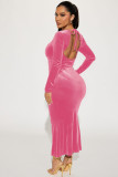 Fashion Halter Hollow Out Ruched Maxi Dresses