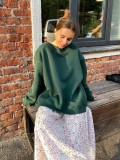 Solid Color Oversized Fleece Pullover Round Neck Sweatshirts