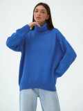 Loose-fitting Classic Solid Color Turtleneck Sweater for Women