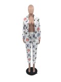 Fashion Print Zipper Jacket Two-piece set with Pockets