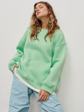 Solid Color Oversized Fleece Pullover Round Neck Sweatshirts