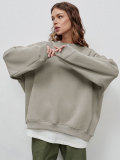 Solid Color Oversized Fleece Pullover Round Neck Sweatshirts