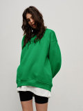 Solid Color Oversized Fleece Pullover Round Neck Sweatshirts